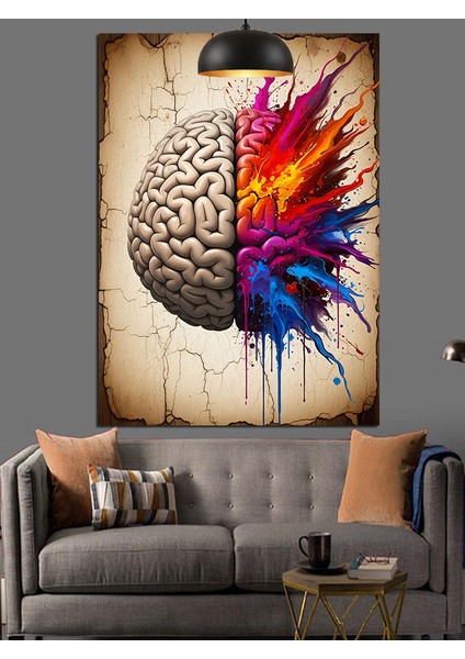 Beyin Zıt Renkler Soyutlama Dekoratif Kanvas - Mdf Ahşap Tablo indirimleri