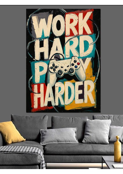 Sıkı Çalış Kazan Afişi Dekoratif Kanvas - Mdf Ahşap Tablo