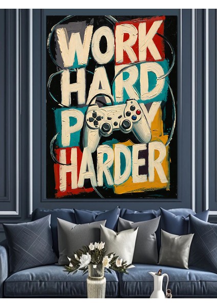 Sıkı Çalış Kazan Afişi Dekoratif Kanvas - Mdf Ahşap Tablo fiyatları