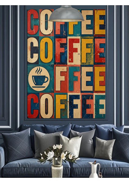 Art Arda Kahve Yazıları Dekoratif Kanvas - Mdf Ahşap Tablo fiyatları