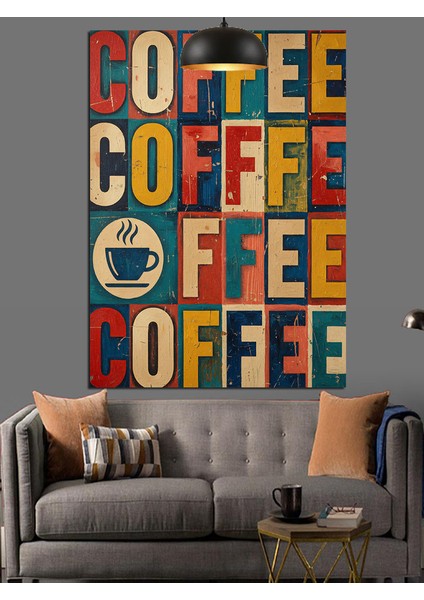 Art Arda Kahve Yazıları Dekoratif Kanvas - Mdf Ahşap Tablo modelleri