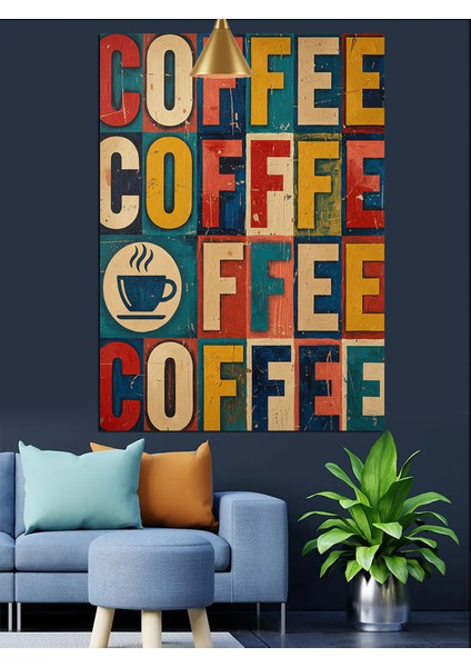 Art Arda Kahve Yazıları Dekoratif Kanvas - Mdf Ahşap Tablo fırsatları