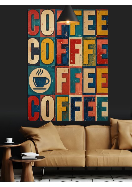 Art Arda Kahve Yazıları Dekoratif Kanvas - Mdf Ahşap Tablo indirimleri