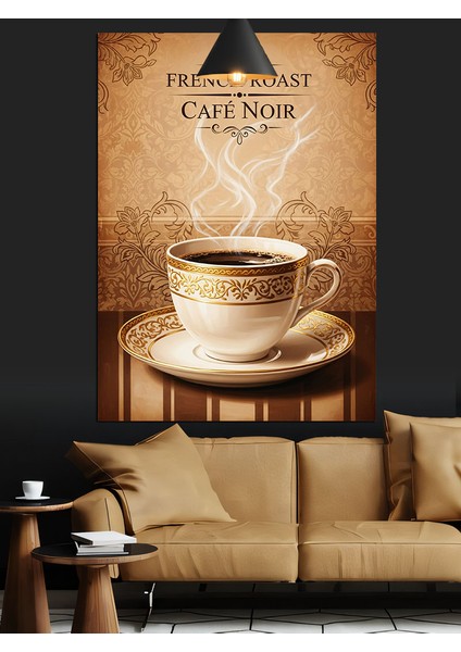Vintage Kahve Fincanında Sıcak Kahve Dekoratif Kanvas - Mdf Ahşap Tablo