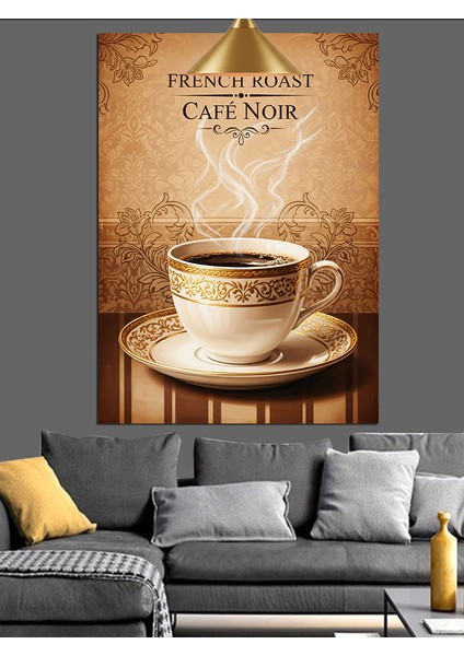 Vintage Kahve Fincanında Sıcak Kahve Dekoratif Kanvas - Mdf Ahşap Tablo fiyatları
