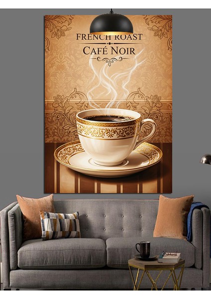 Vintage Kahve Fincanında Sıcak Kahve Dekoratif Kanvas - Mdf Ahşap Tablo fırsatları