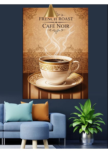 Vintage Kahve Fincanında Sıcak Kahve Dekoratif Kanvas - Mdf Ahşap Tablo indirimleri