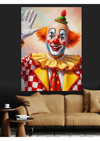 Neşeli Palyaço Yüz Portresi Dekoratif Kanvas - Mdf Ahşap Tablo fiyatları