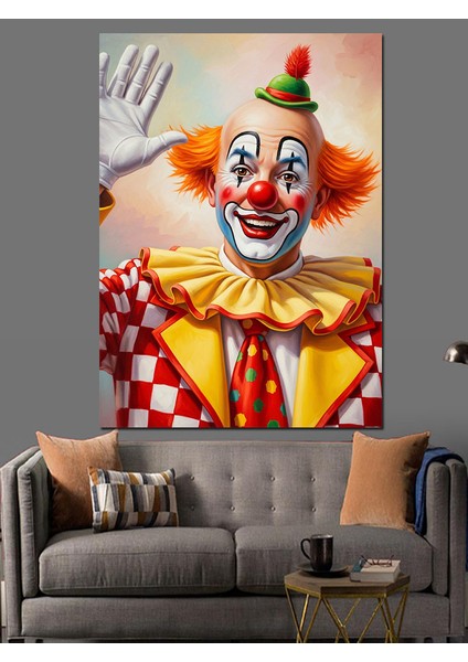 Neşeli Palyaço Yüz Portresi Dekoratif Kanvas - Mdf Ahşap Tablo modelleri