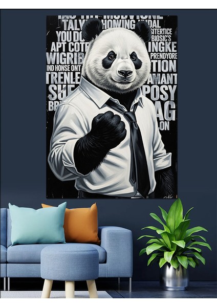 Boksör Panda Hayvan Portresi Dekoratif Kanvas - Mdf Ahşap Tablo modelleri