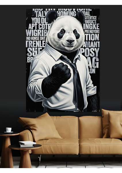 Boksör Panda Hayvan Portresi Dekoratif Kanvas - Mdf Ahşap Tablo fırsatları