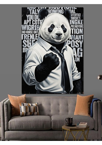 Boksör Panda Hayvan Portresi Dekoratif Kanvas - Mdf Ahşap Tablo indirimleri