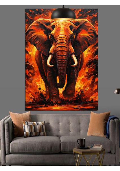 Kızgın Afrika Fili Portresi Dekoratif Kanvas - Mdf Ahşap Tablo