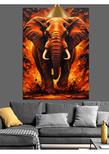 Kızgın Afrika Fili Portresi Dekoratif Kanvas - Mdf Ahşap Tablo fırsatları
