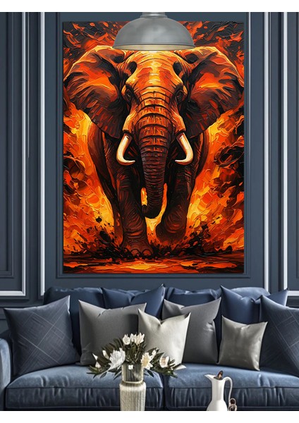 Kızgın Afrika Fili Portresi Dekoratif Kanvas - Mdf Ahşap Tablo indirimleri