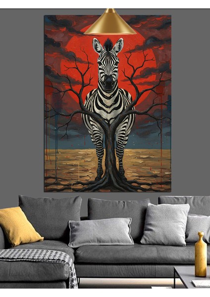 Gotik Sanat Zebra Figürü Dekoratif Kanvas - Mdf Ahşap Tablo