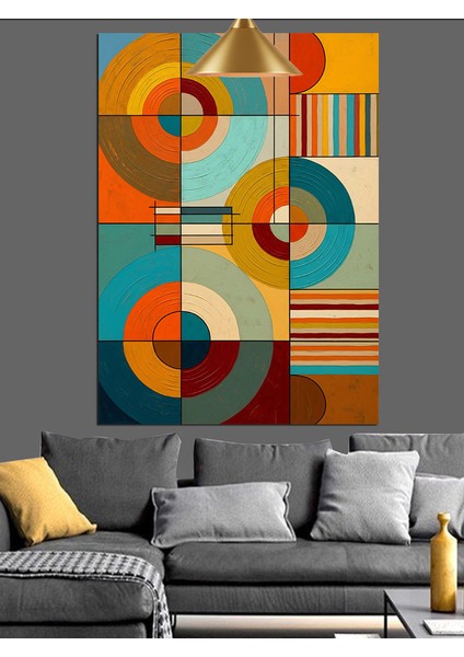 Soyut Geometrik Blok Sanatı Renkli Dekoratif Kanvas - Mdf Ahşap Tablo