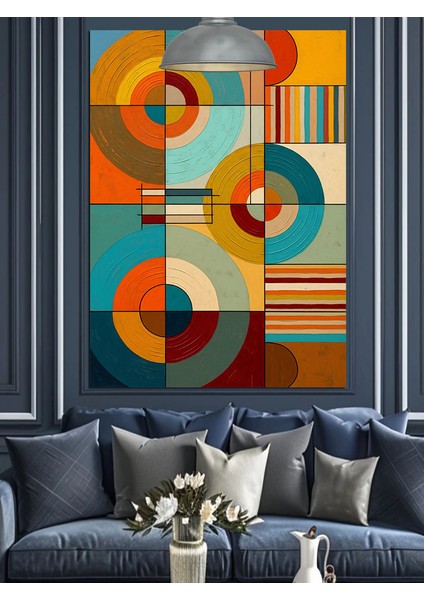 Soyut Geometrik Blok Sanatı Renkli Dekoratif Kanvas - Mdf Ahşap Tablo fiyatları