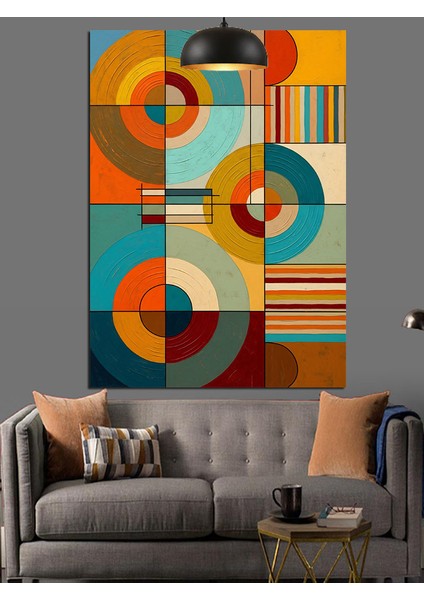 Soyut Geometrik Blok Sanatı Renkli Dekoratif Kanvas - Mdf Ahşap Tablo modelleri