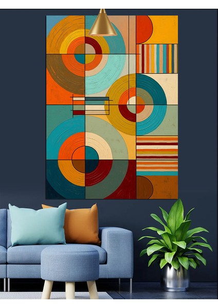 Soyut Geometrik Blok Sanatı Renkli Dekoratif Kanvas - Mdf Ahşap Tablo fırsatları