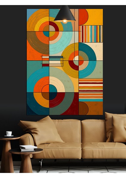 Soyut Geometrik Blok Sanatı Renkli Dekoratif Kanvas - Mdf Ahşap Tablo indirimleri