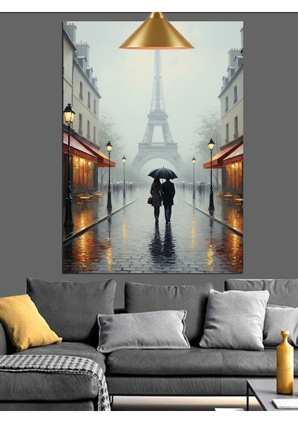 Çift Romantik Paris Manzarası Dekoratif Kanvas - Mdf Ahşap Tablo fiyatları