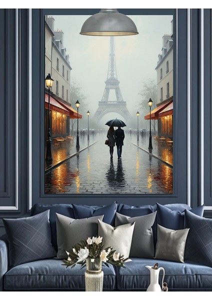 Çift Romantik Paris Manzarası Dekoratif Kanvas - Mdf Ahşap Tablo modelleri