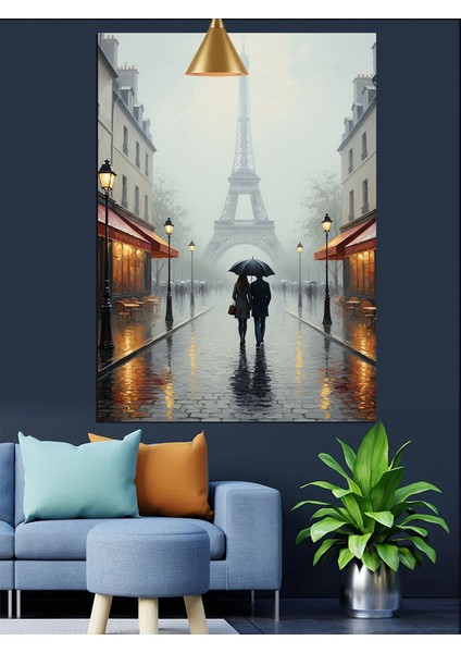Çift Romantik Paris Manzarası Dekoratif Kanvas - Mdf Ahşap Tablo indirimleri