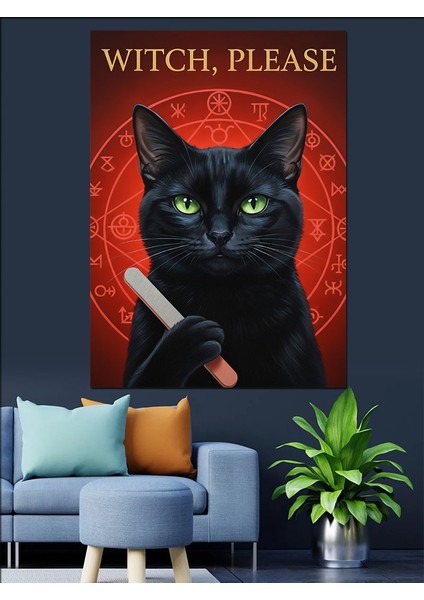Kızgın Büyücü Siyah Kedi Dekoratif Kanvas - Mdf Ahşap Tablo modelleri