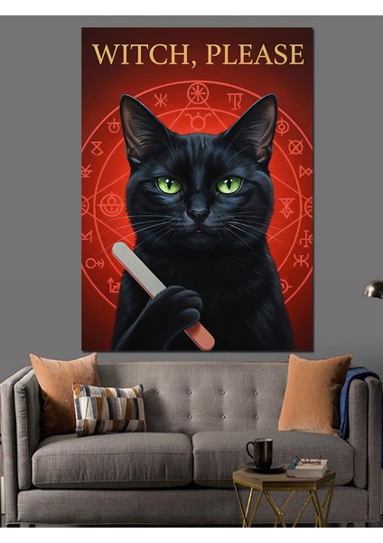 Kızgın Büyücü Siyah Kedi Dekoratif Kanvas - Mdf Ahşap Tablo indirimleri