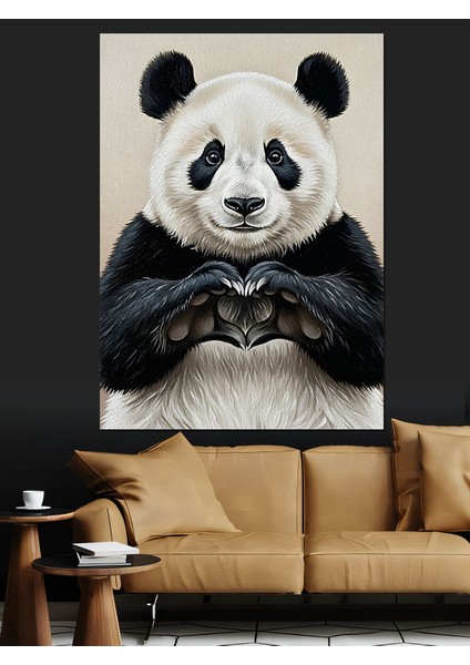 Sevimli Panda Ayı Portresi Dekoratif Kanvas - Mdf Ahşap Tablo fiyatları