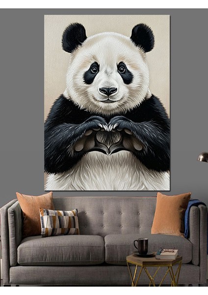 Sevimli Panda Ayı Portresi Dekoratif Kanvas - Mdf Ahşap Tablo modelleri