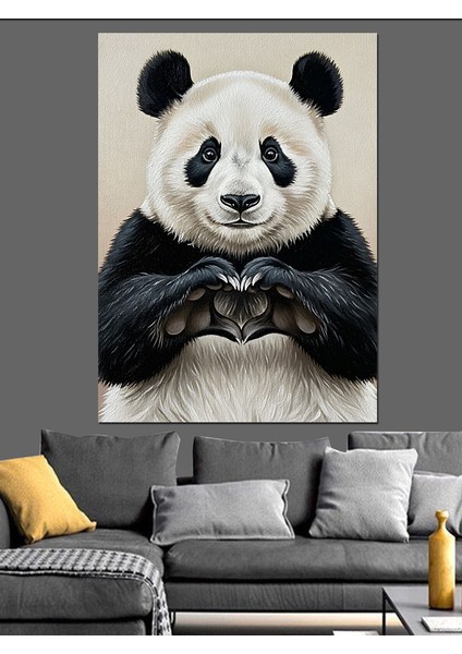 Sevimli Panda Ayı Portresi Dekoratif Kanvas - Mdf Ahşap Tablo fırsatları