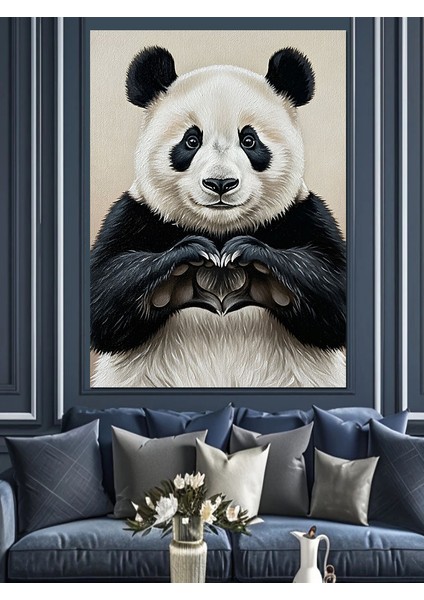 Sevimli Panda Ayı Portresi Dekoratif Kanvas - Mdf Ahşap Tablo indirimleri