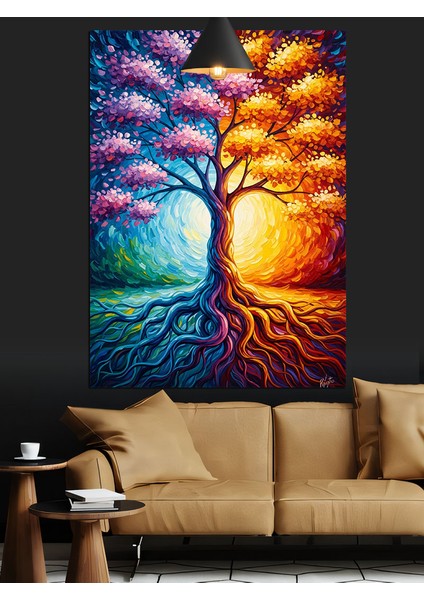 Renkli Hayat Ağacı Dekoratif Kanvas - Mdf Ahşap Tablo modelleri