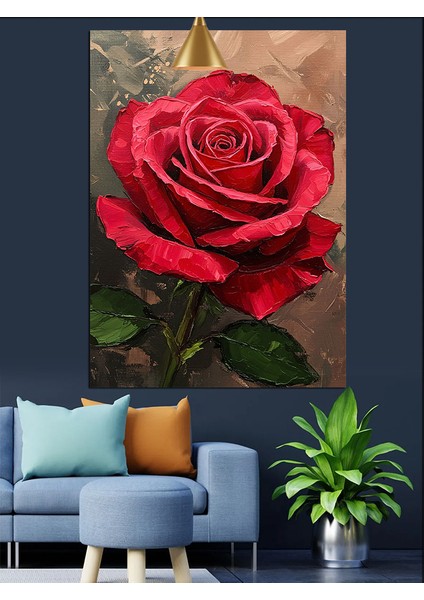 Kırmızı Gül Su Damlası Dekoratif Kanvas - Mdf Ahşap Tablo modelleri