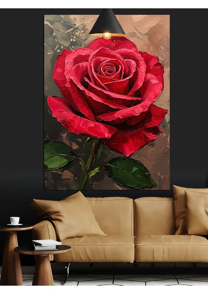 Kırmızı Gül Su Damlası Dekoratif Kanvas - Mdf Ahşap Tablo fırsatları