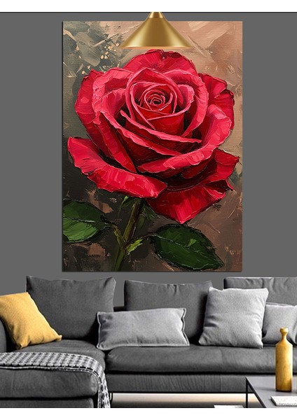 Kırmızı Gül Su Damlası Dekoratif Kanvas - Mdf Ahşap Tablo indirimleri
