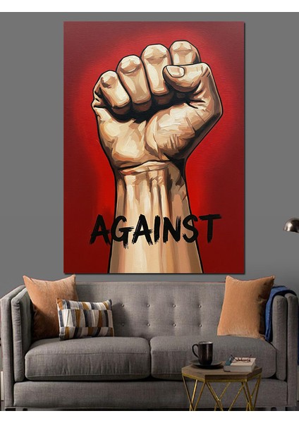 Yumruk Kalkmış Güç Illüstrasyon Dekoratif Kanvas - Mdf Ahşap Tablo modelleri