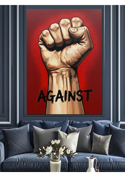 Yumruk Kalkmış Güç Illüstrasyon Dekoratif Kanvas - Mdf Ahşap Tablo indirimleri