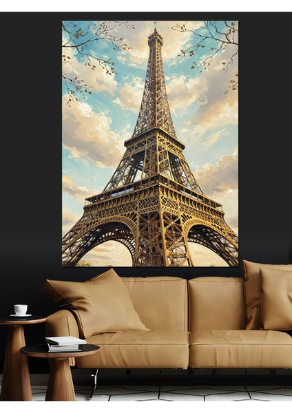 Eyfel Kulesi Pastel Renkler Dekoratif Kanvas - Mdf Ahşap Tablo