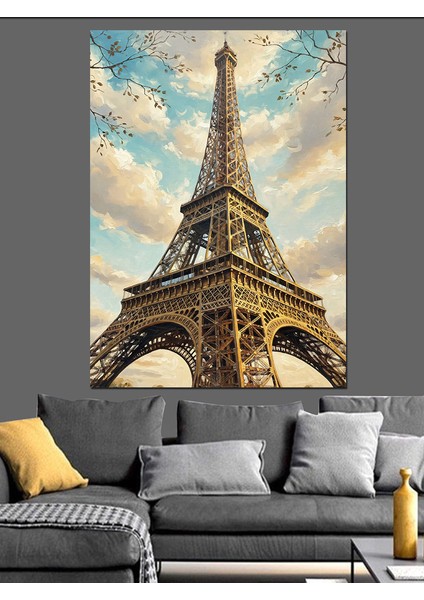 Eyfel Kulesi Pastel Renkler Dekoratif Kanvas - Mdf Ahşap Tablo modelleri