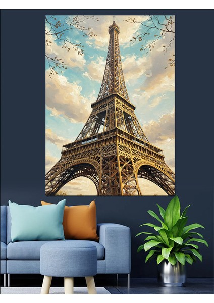 Eyfel Kulesi Pastel Renkler Dekoratif Kanvas - Mdf Ahşap Tablo indirimleri