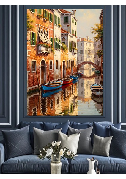 Italya Sokak Yaşamı Manzarası Dekoratif Kanvas - Mdf Ahşap Tablo fiyatları
