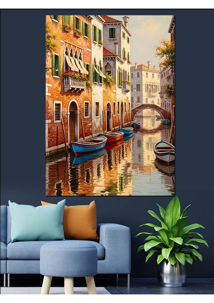 Italya Sokak Yaşamı Manzarası Dekoratif Kanvas - Mdf Ahşap Tablo modelleri