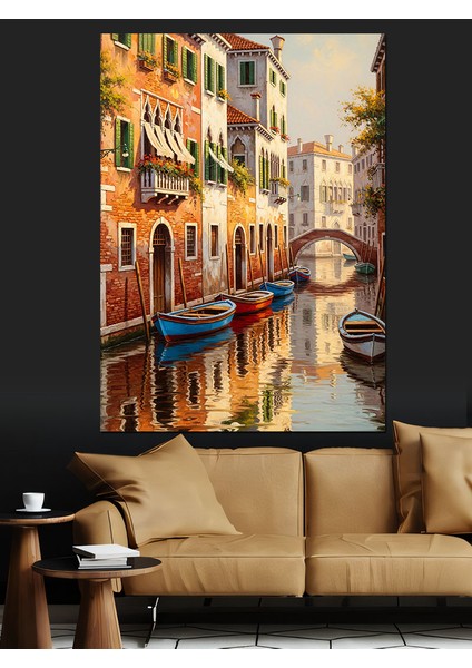 Italya Sokak Yaşamı Manzarası Dekoratif Kanvas - Mdf Ahşap Tablo fırsatları