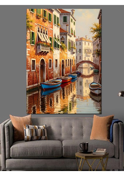 Italya Sokak Yaşamı Manzarası Dekoratif Kanvas - Mdf Ahşap Tablo indirimleri