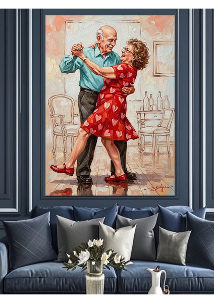 Vintage Dans Eden Çift Dekoratif Kanvas - Mdf Ahşap Tablo