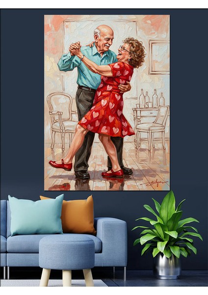 Vintage Dans Eden Çift Dekoratif Kanvas - Mdf Ahşap Tablo fiyatları