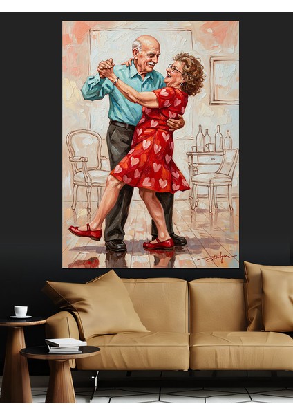 Vintage Dans Eden Çift Dekoratif Kanvas - Mdf Ahşap Tablo modelleri